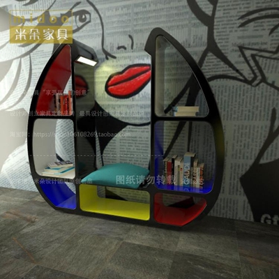 创意时尚新款书架置物架彩色烤漆书架展示架隔断架艺术书架