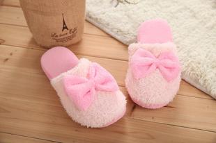 Lovely bow cotton slippers soft bottom shoes蝴蝶结居家棉拖鞋