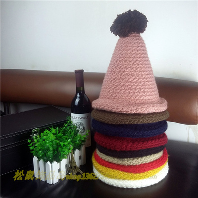 韩国冬季毛线帽子女 韩版尖尖针织球球女巫帽秋潮 冬季帽子可爱女