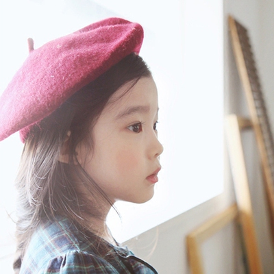 羊毛呢冬季帽子儿童秋冬贝雷帽 冬天韩版潮时尚画家帽韩国女童帽