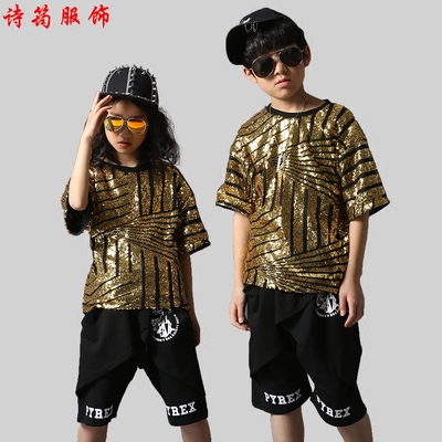 嘻哈街舞服装儿童爵士舞演出服夏季韩版套装六一节男女童表演服潮