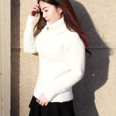 2015冬装新款高领女士毛衣加厚打底衫韩版套头修身显瘦针织衫长袖