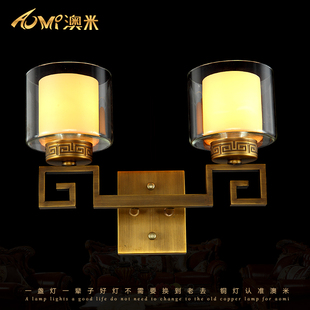 澳米铜灯壁灯  现代中式灯 过道壁灯 简约中式客厅卧室床头铜壁灯