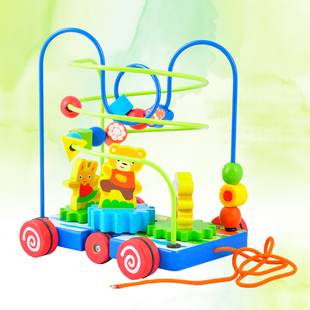 1-2-3周岁益智力串珠绕珠早教拖拉学步车子宝宝婴儿童男女孩玩具