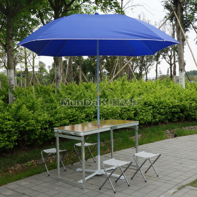 户外折叠桌椅配蓝色四方太阳伞套装 烧烤桌野餐桌子 便携桌摆摊桌