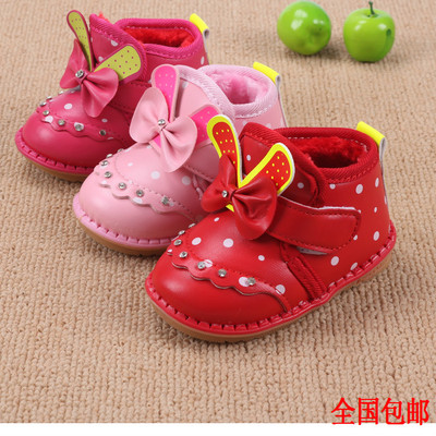 加绒加厚女宝宝棉鞋冬季牛筋软底防滑学步鞋小童婴幼儿鞋0-1-2岁