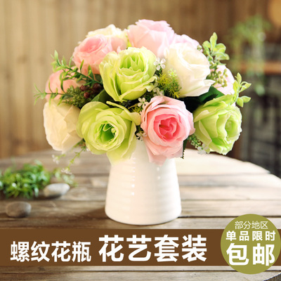 日韩系仿真花套装家居饰品摆件玫瑰花艺装饰假花客厅摆放花卉绢花