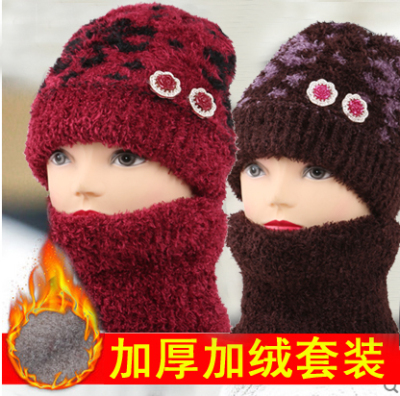 老人帽子女冬天加厚加绒毛线帽手工针织帽妈妈帽保暖中老年人保暖