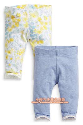 【现货】英国NEXT童装 春秋女宝蓝色打底裤背面有趣致雏菊贴花2条