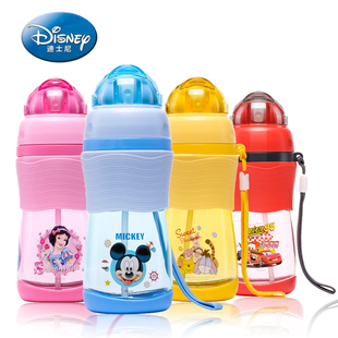 迪士尼儿童水杯带吸管宝宝喝水瓶手柄婴儿学饮杯夏季学生水壶杯子