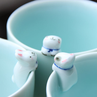 个性创意陶瓷可爱兔子猫狗情侣杯子升级容量咖啡杯六一儿童节礼物
