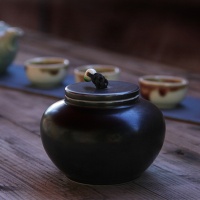 茶叶罐陶瓷大号小号密封罐锡罐铁观音红茶景德手工黑釉金陶瓷茶仓