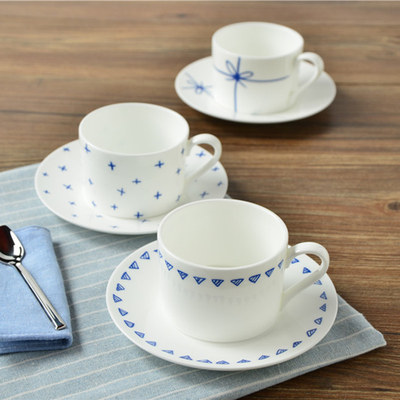 欧式骨瓷咖啡杯碟套装套具简约地中海陶瓷杯子英式茶杯下午茶茶具