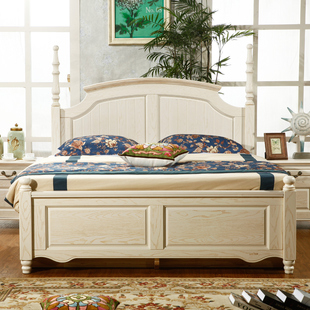 简美式白色纯全实木床1.5m1.8米欧式韩式乡村储物高箱成人双人床