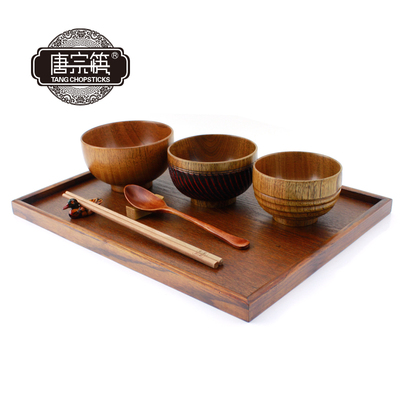 唐宗筷 家庭用实木碗筷子勺子套装组合 高档儿童碗成人大木碗免邮