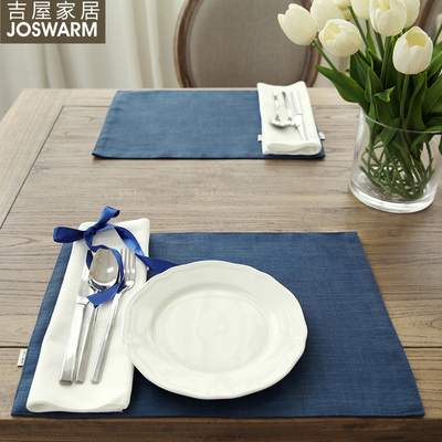 2016新品景然 高档美式纯色棉麻质感餐垫桌垫布艺 西餐餐桌隔热垫
