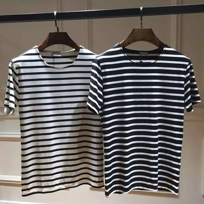 韩国东大门代购男装夏季SLP风格权志龙GD同款舒适条纹短袖T恤男