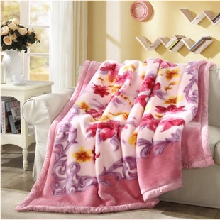 博洋家纺 床上用品 臻享拉舍尔毛毯-紫萱妍庭 花雨漫漫 超厚型