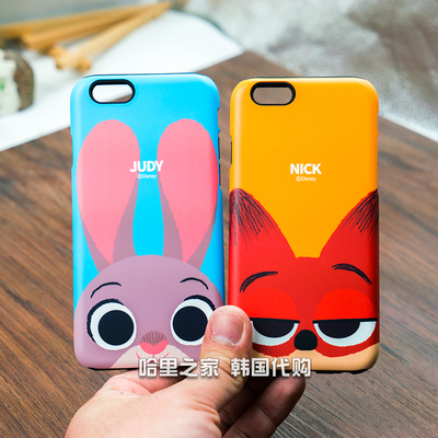 韩国代购迪士尼iphone6s疯狂动物城手机壳苹果双层防摔保护套plus