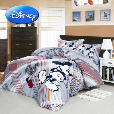 Disney/迪士尼纯棉卡通儿童四件套 加厚磨毛被套 床上用品三件套