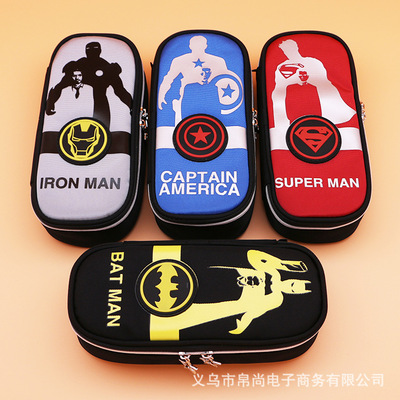 钢铁侠超人笔袋大容量男中小学生文具盒蝙蝠侠美国队长铅笔盒包邮