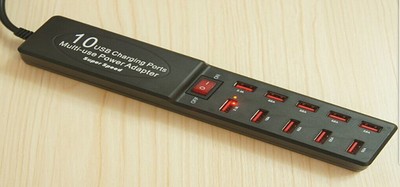 10口USB排插充电器拖板220V转USB口充电器USB插座插板拖板充电器