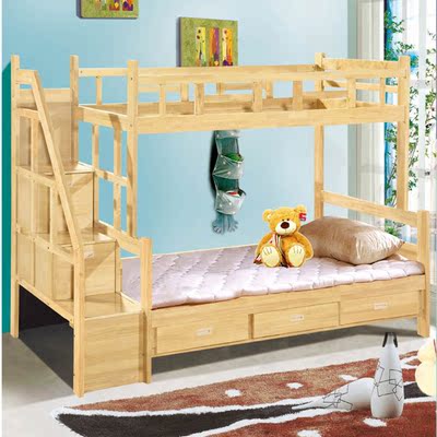 橡木床儿童床 双层床 实木高低床子母床1.2米 高低床1.5上下床铺
