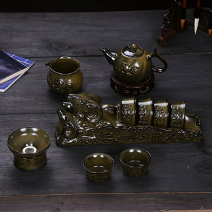 三羊开泰整套紫砂茶座茶盘套装 功夫茶具套装创意个性设计青铜色