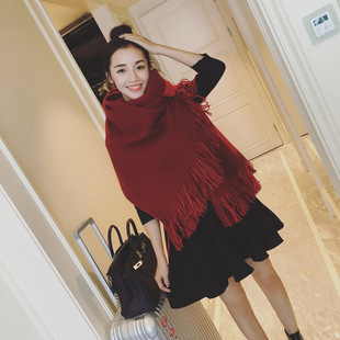 2015秋冬季新款韩版双面仿羊绒加厚流苏超大保暖围巾披肩女士
