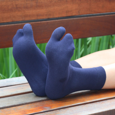 日本二趾袜子 男士木屐袜 纯棉纯色分趾袜 男二指头袜 5双包邮装