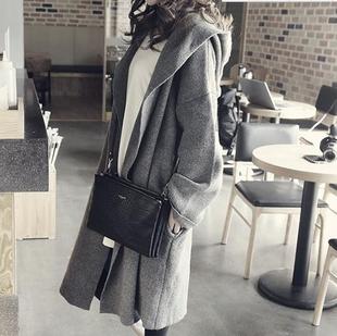 2015新款针织衫秋冬装韩版中长款彩色毛衣外套连帽开衫宽松上衣女