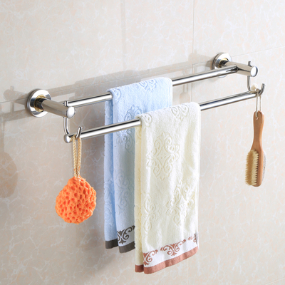 包邮浴室毛巾架不锈钢卫生间浴巾挂厕所间毛巾杆优质单双杆挂衣杆