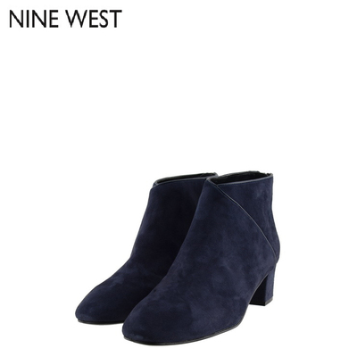 2015新品NINE WEST玖熙交叉拼接粗中跟羊麂皮踝靴-301036680S