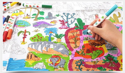 joan miro儿童涂鸦远古时代场景巨幅涂鸦本 儿童的秘密花园