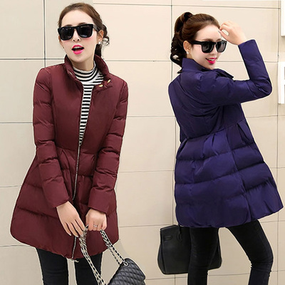 2015冬装新款韩版棉衣女收腰显瘦保暖修身羽绒棉衣中长款棉服外套