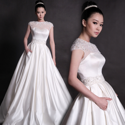 2015新款婚纱礼服 韩版复古蕾丝塑形定制婚纱礼服 高腰孕妇婚纱