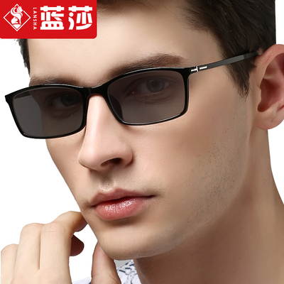 蓝莎变色近视眼镜男士防辐射眼镜全框款TR90镜架含平光镜片配镜01