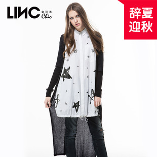 LINC/金羽杰2016秋装新款长款针织开衫 时尚空调衫小衫女631017