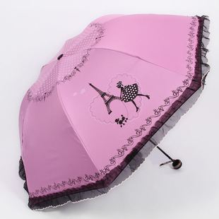 来时雨太阳伞防晒防紫外线黑胶遮阳伞折叠晴雨伞蕾丝创意公主伞女
