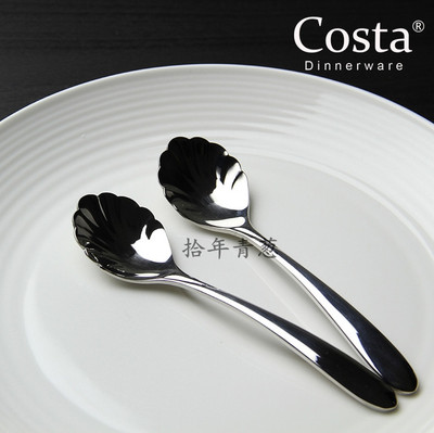 英国Costa不锈钢咖啡勺子贝壳勺糖勺雪糕勺子 出口西餐餐具包邮