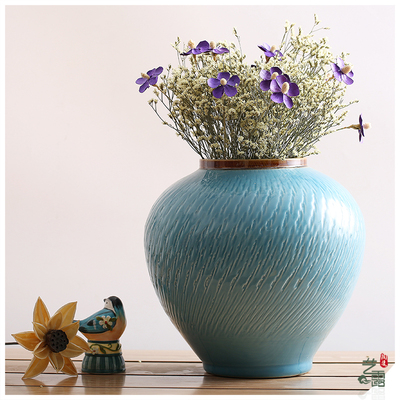 新品 现代简约景德镇陶瓷花瓶 地中海家居装饰品摆件 客厅花瓶