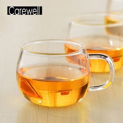 最新创意花茶杯透明玻璃水杯带把 耐热咖啡个人大杯子 150ML加厚