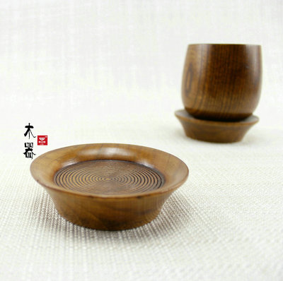 日式木器小碟子 木杯水杯酒杯茶杯 料酱醋餐具杯托 杯垫 木碟创意