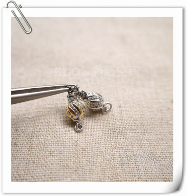 。ELO。DIY配件_925银镀金镶锆石项链/手链扣/珍珠扣8mm（单个）
