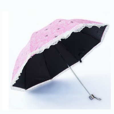 新款刺绣折叠黑胶伞防紫外线遮阳伞晴雨两用蕾丝花边伞