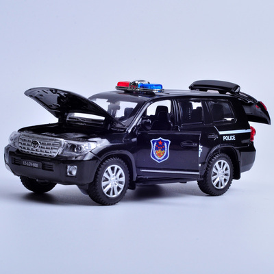 卡威玩具车模丰田酷路泽警车汽车模型1:32合金车模声光回力车模