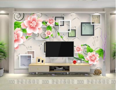 时尚绚丽花朵壁画 电视沙发背景立体3D墙纸客厅背景艺术造型壁纸