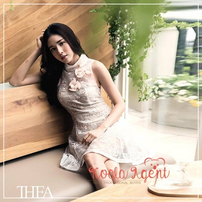 泰国直邮 泰国设计师品牌 THEA 立体花朵 旗袍式 背心连衣裙