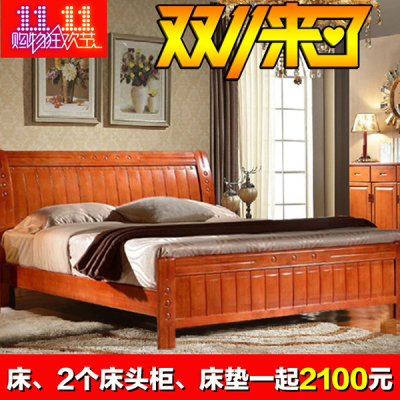 大厂品牌 全实木橡木床中式单人双人床童床成人床2人1.5/1.8米