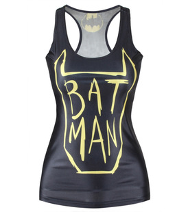 Bat Man 无袖男女印花背心时尚潮流超人背心涤纶男女个性搞怪背心